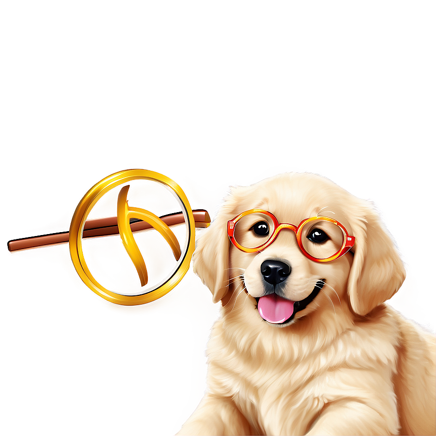 Golden Retriever Puppy With Glasses Png Hvj79 PNG