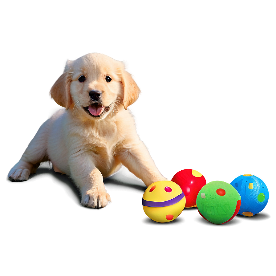 Golden Retriever Puppy With Toys Png 06252024 PNG