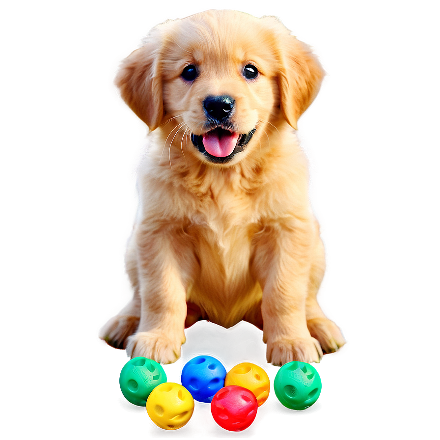 Golden Retriever Puppy With Toys Png 38 PNG