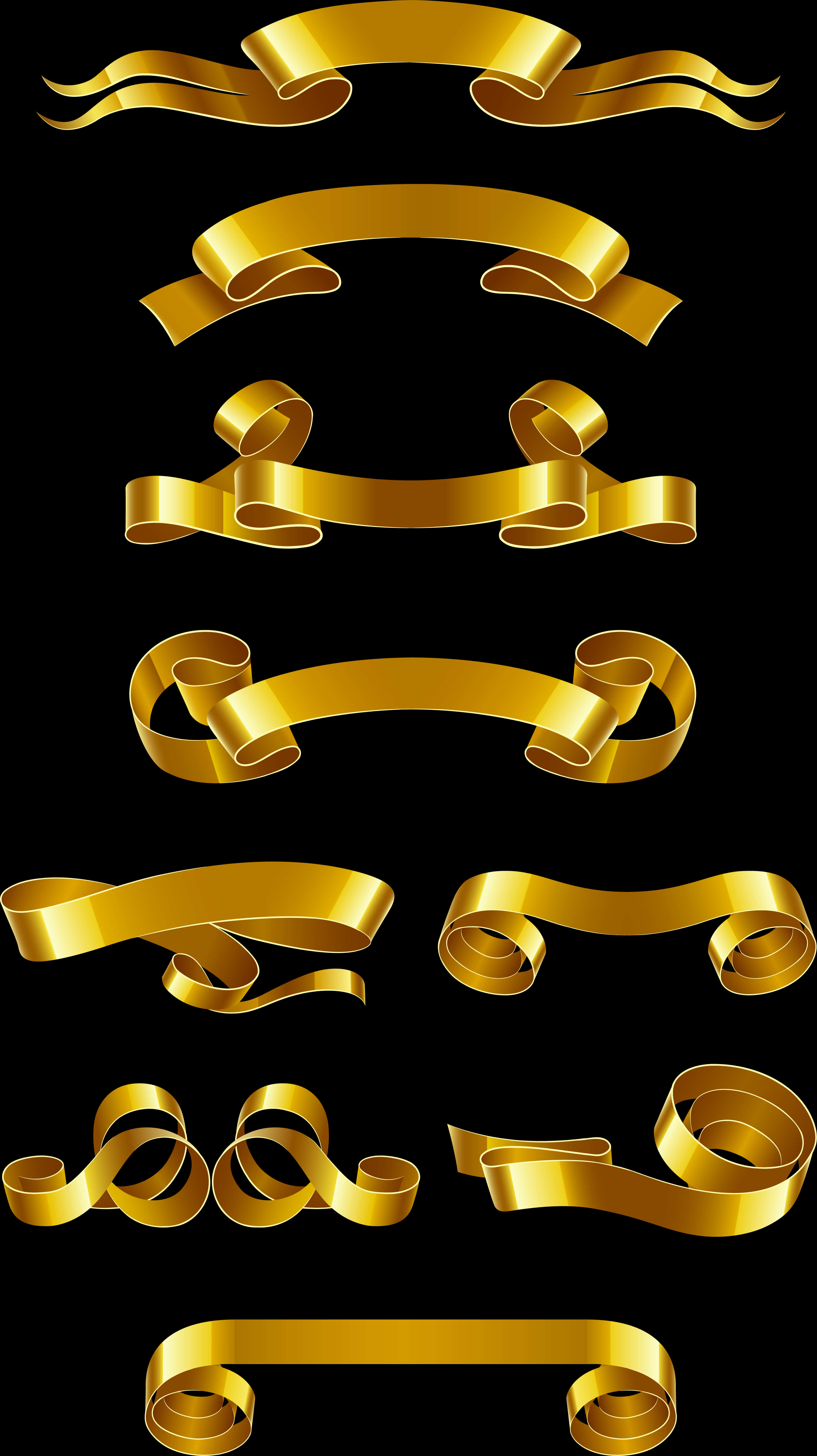 Golden Ribbon Banner Collection PNG