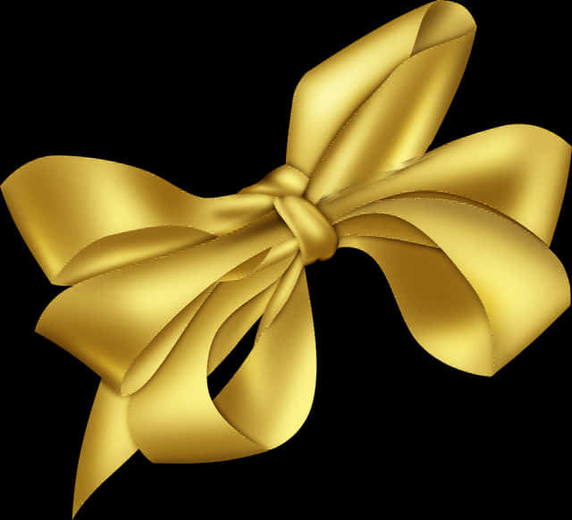 Golden Ribbon Bow Illustration PNG
