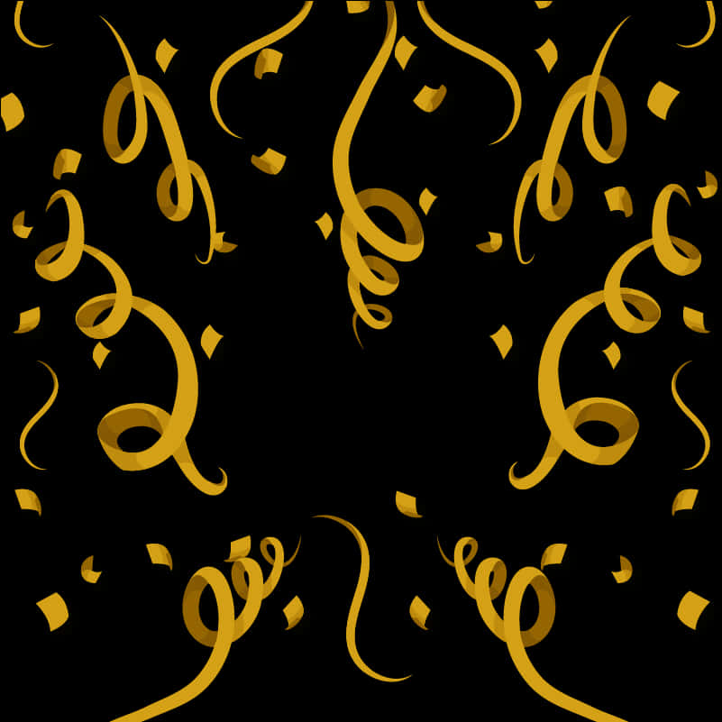 Golden Ribbon Confetti Celebration Background PNG