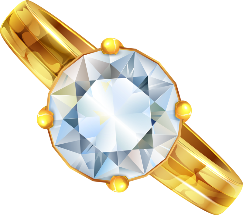 Golden Ringwith Diamond Illustration PNG