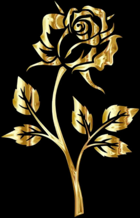 Golden Rose Artwork PNG