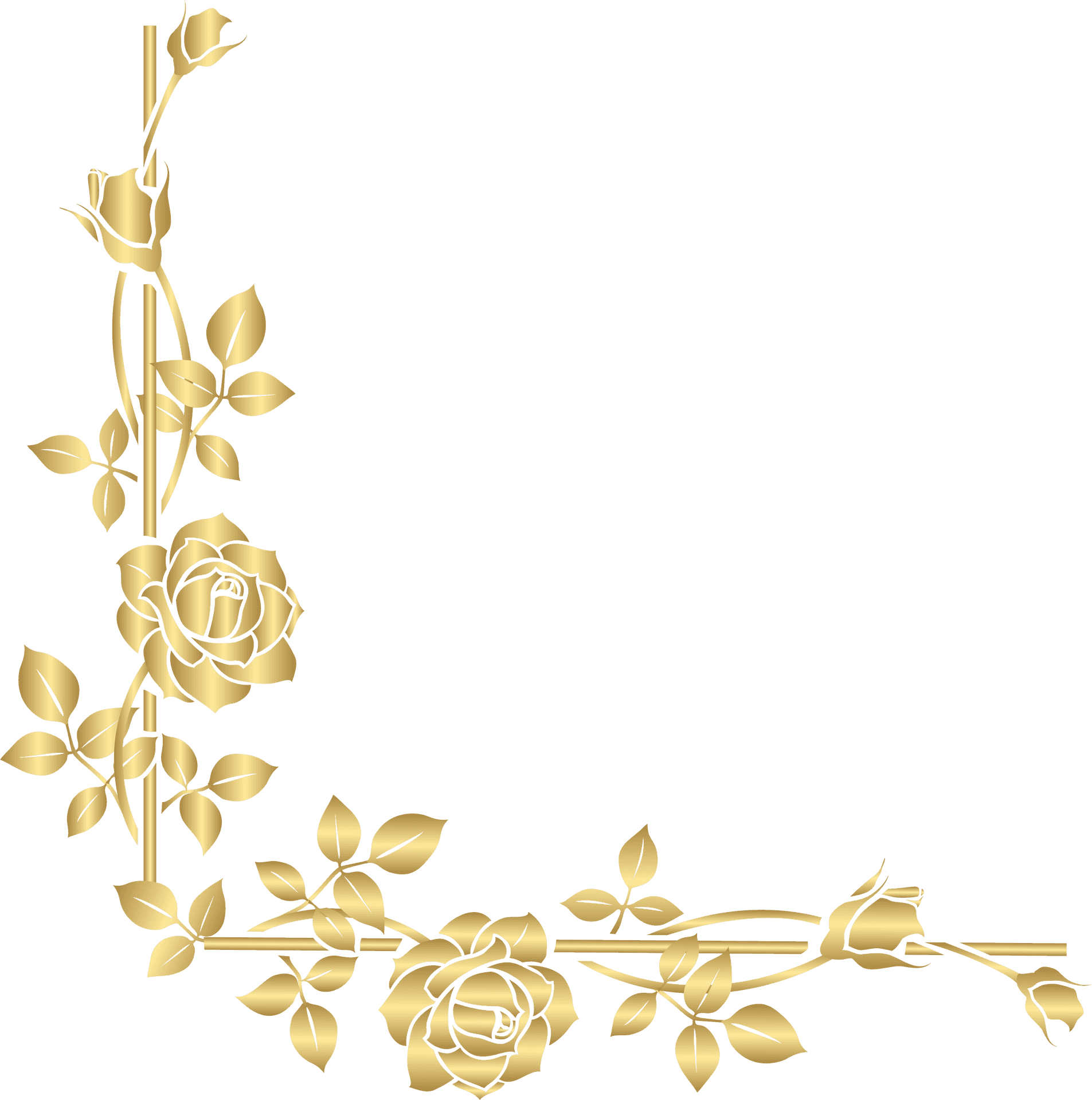 Golden Rose Corner Design PNG