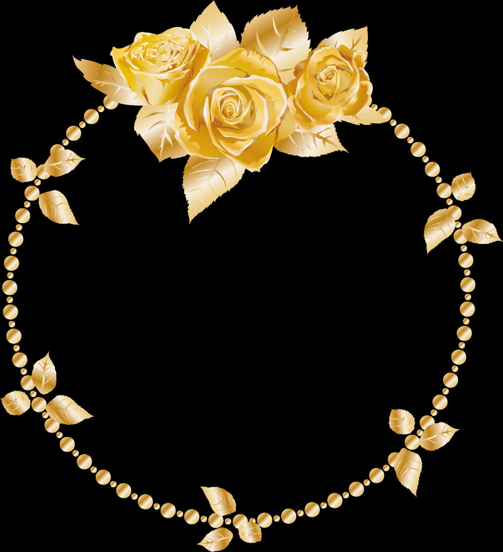 Golden Rose Frame Design PNG