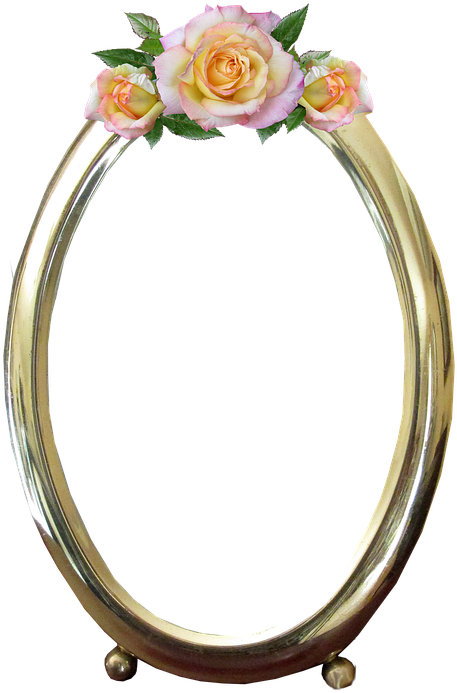 Golden Rose Oval Frame PNG