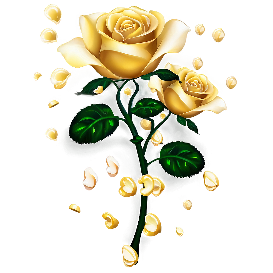 Golden Rose Petals Falling Png Ptk PNG