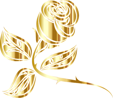 Golden Rose Vector Art PNG