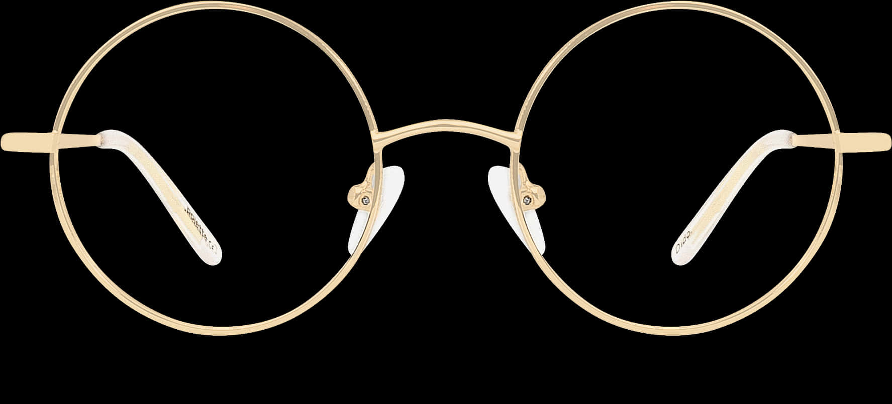 Golden Round Eyeglasses Black Background PNG