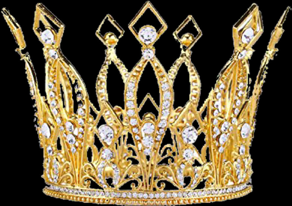 Golden Royal Crownwith Gems PNG