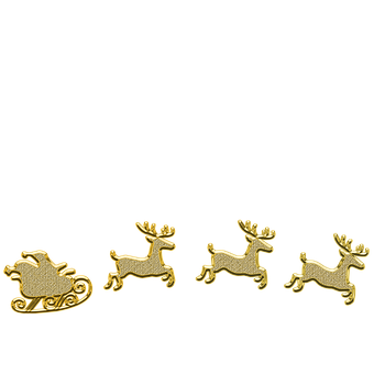 Golden Santa Sleighand Reindeer PNG