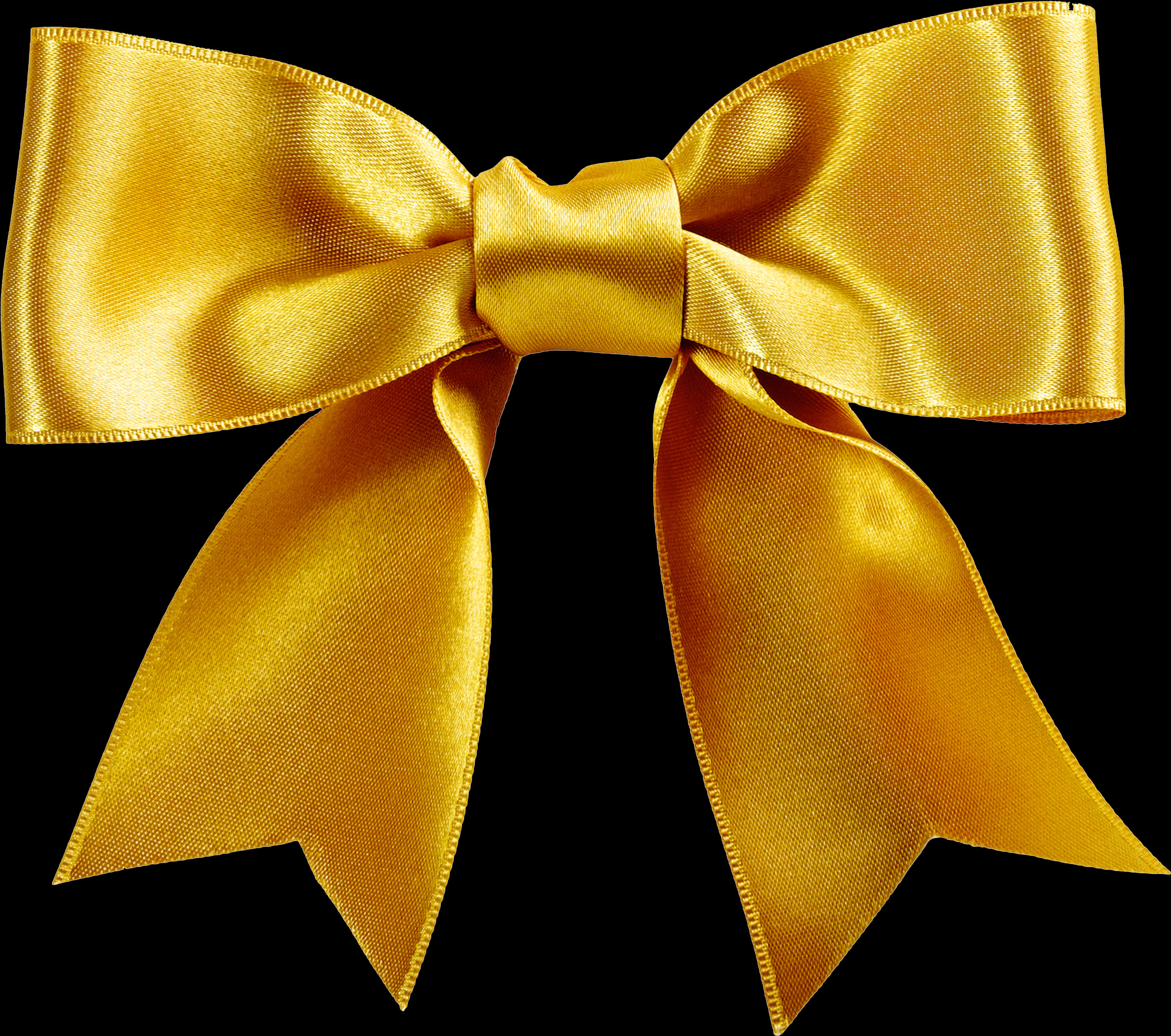 Golden Satin Bow Isolated PNG