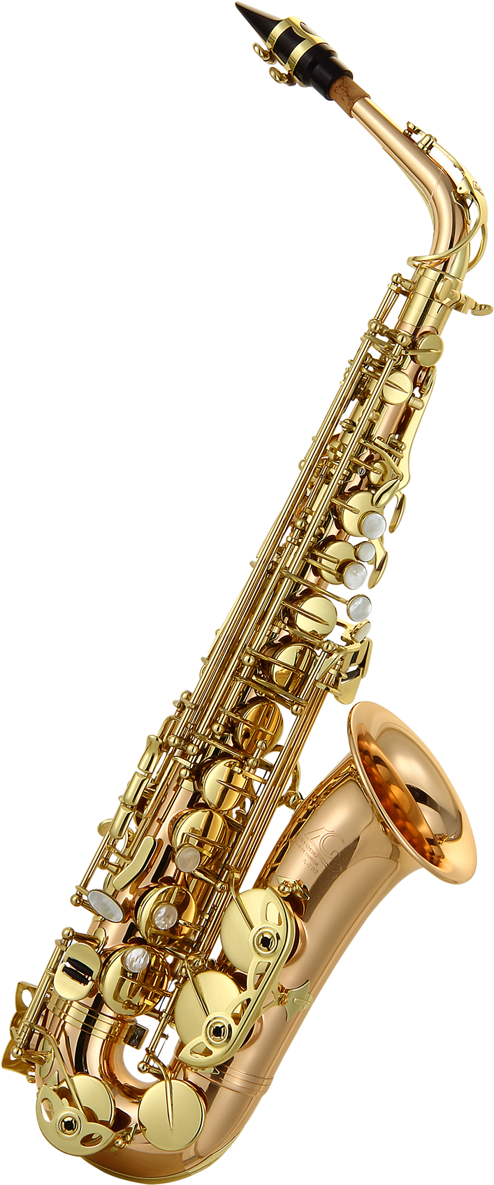Golden Saxophone Isolatedon Blue PNG