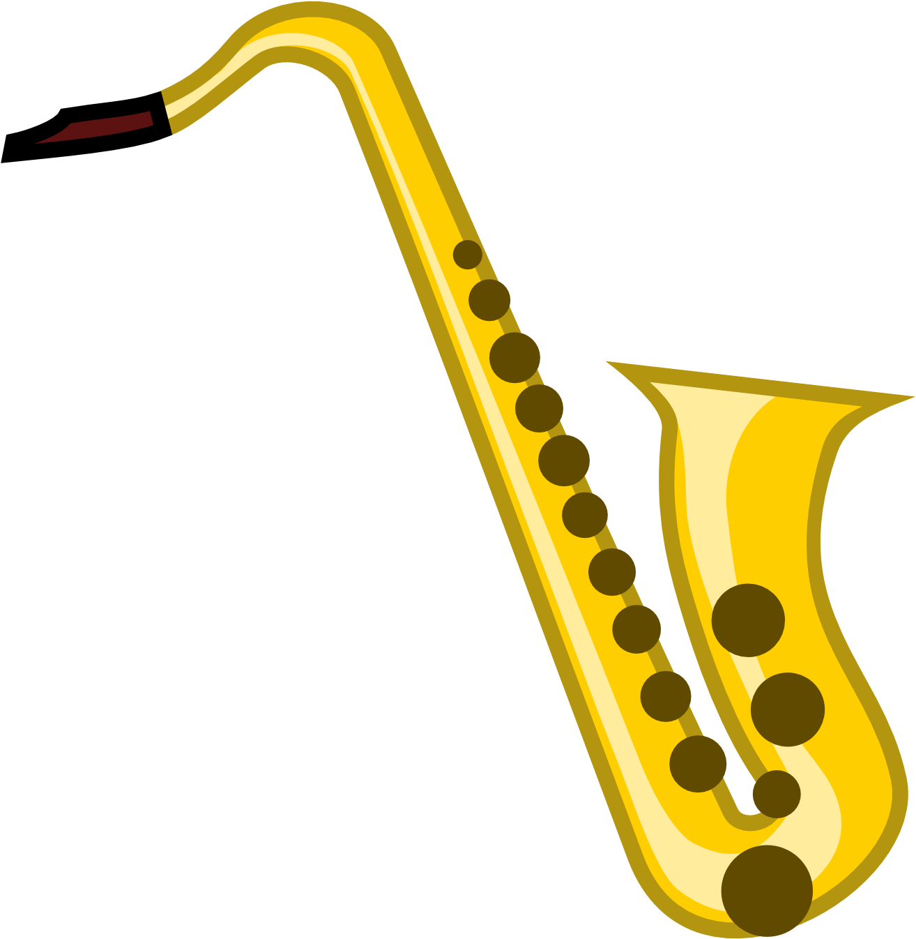 Golden Saxophone Vector Illustration PNG