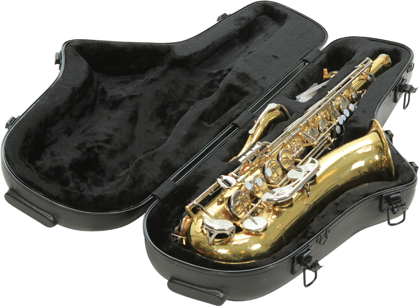 Golden Saxophonein Case PNG