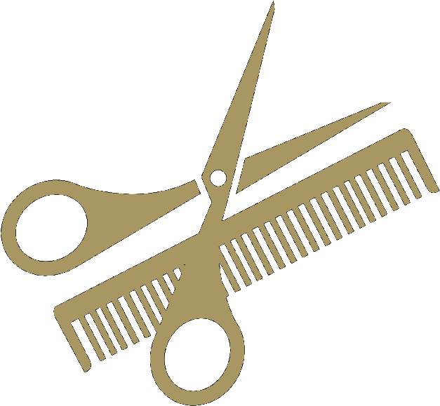 Golden Scissorsand Comb Icon PNG