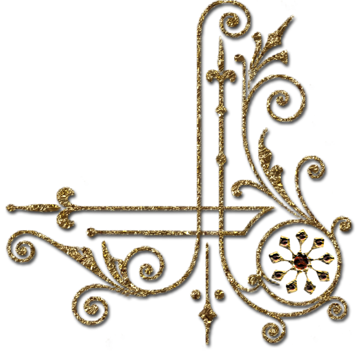 Golden Scrollwork Corner Design PNG