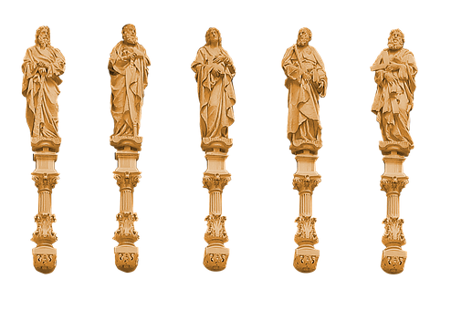 Golden_ Sculptures_on_ Pedestals PNG