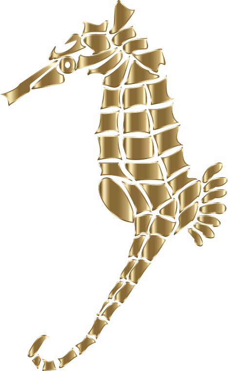 Golden Seahorse Sculpture PNG