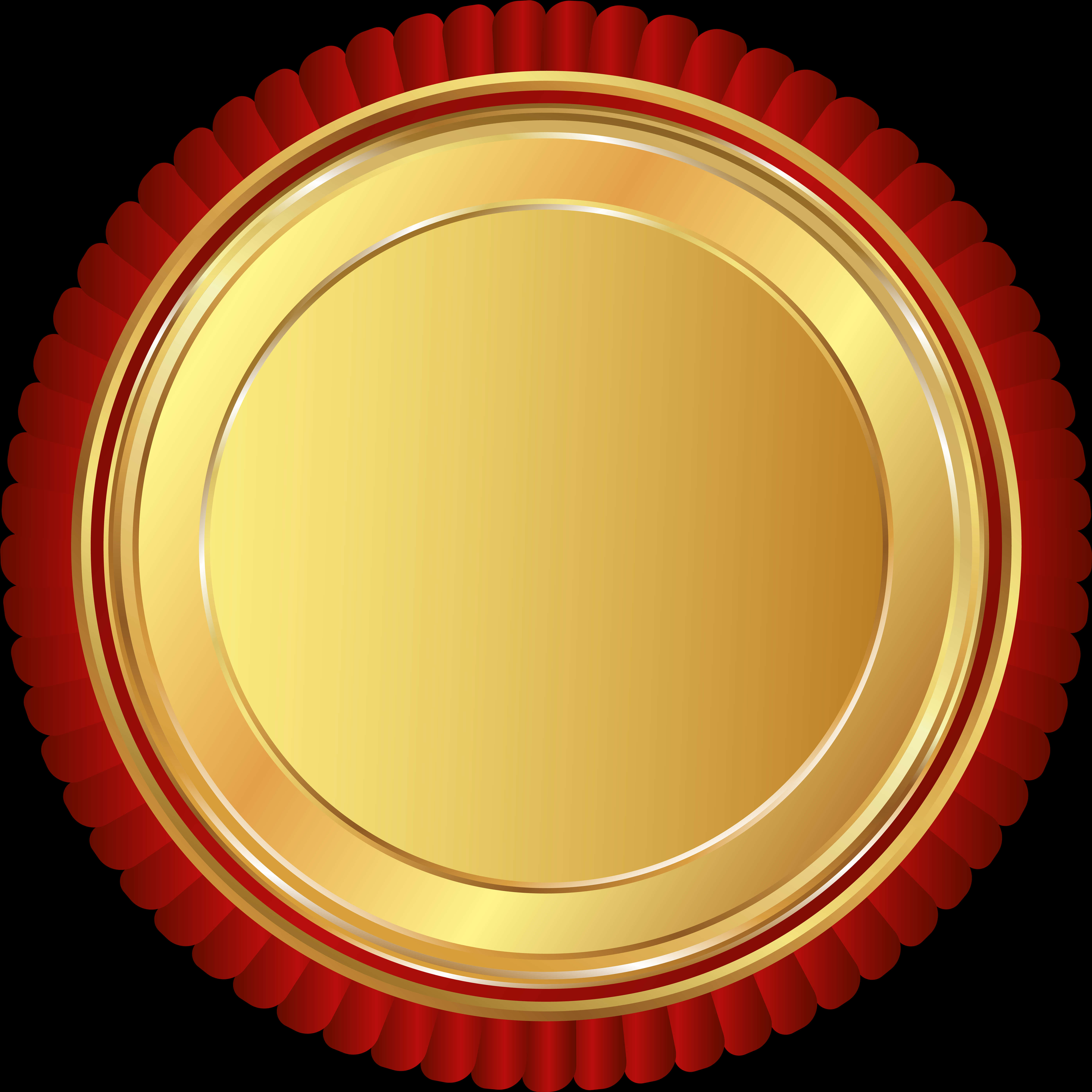 Golden Seal Red Ribbon Vector PNG