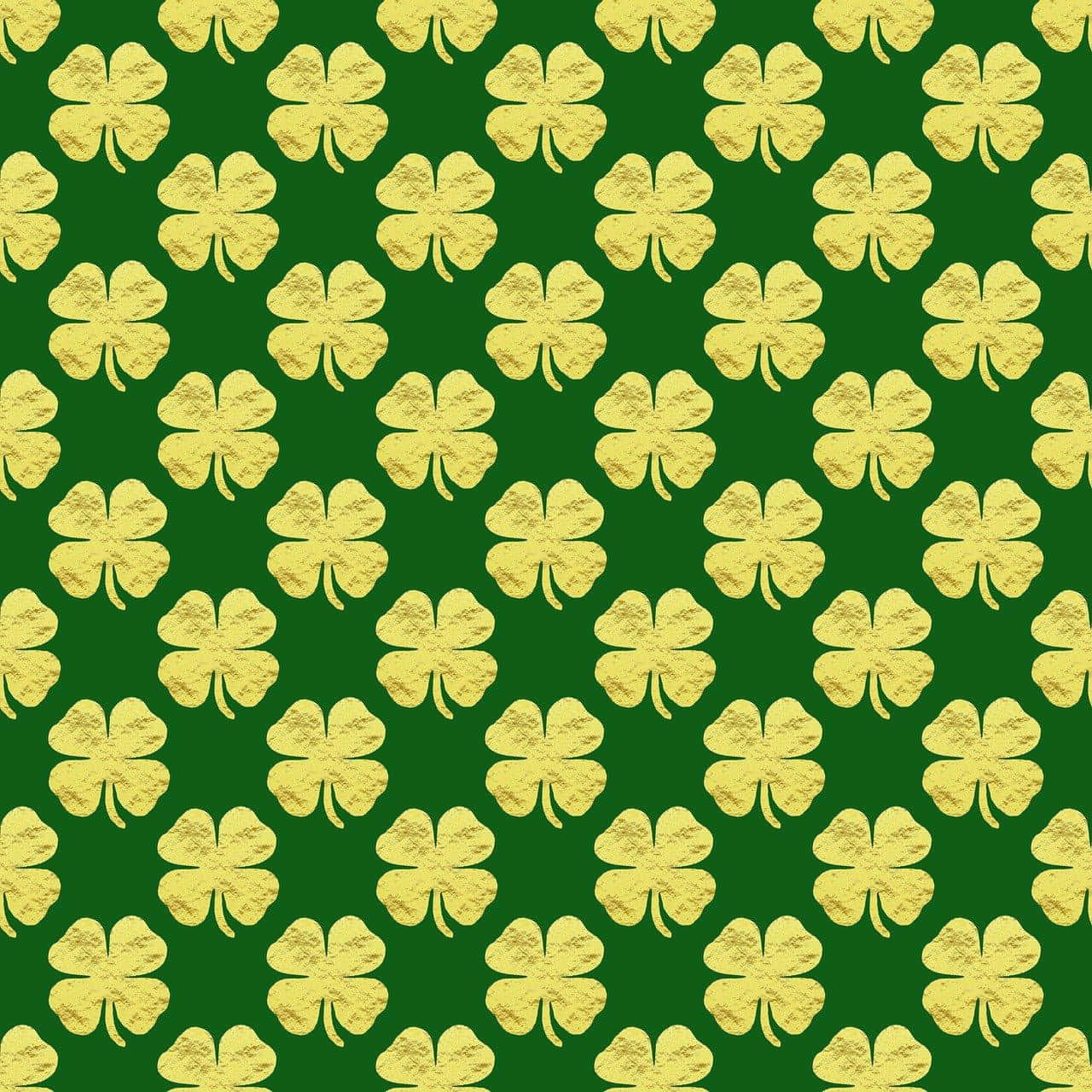 Golden Shamrock Pattern Green Background Wallpaper