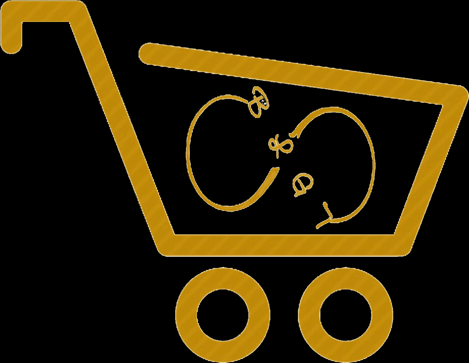 Golden Shopping Cart Outline PNG