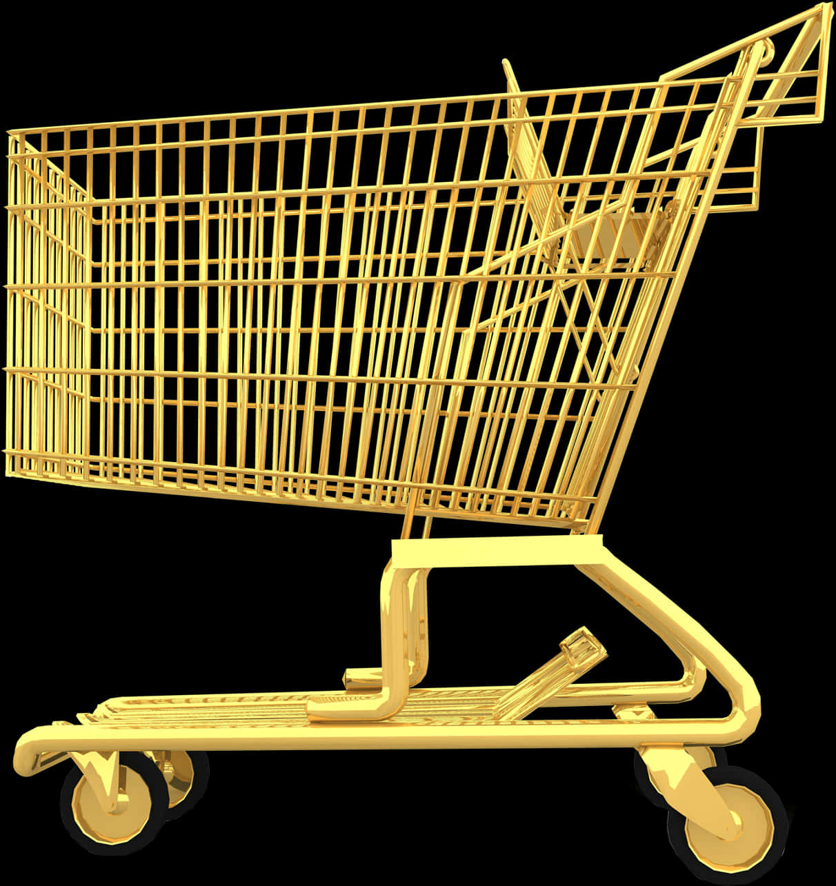 Golden Shopping Cart3 D Render PNG
