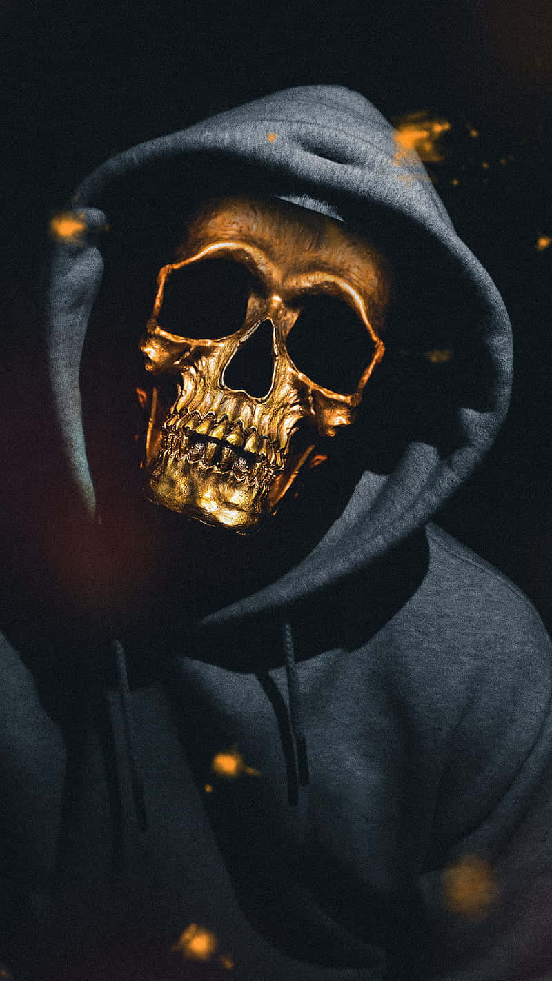 Golden Skull Hoodie Portrait Wallpaper
