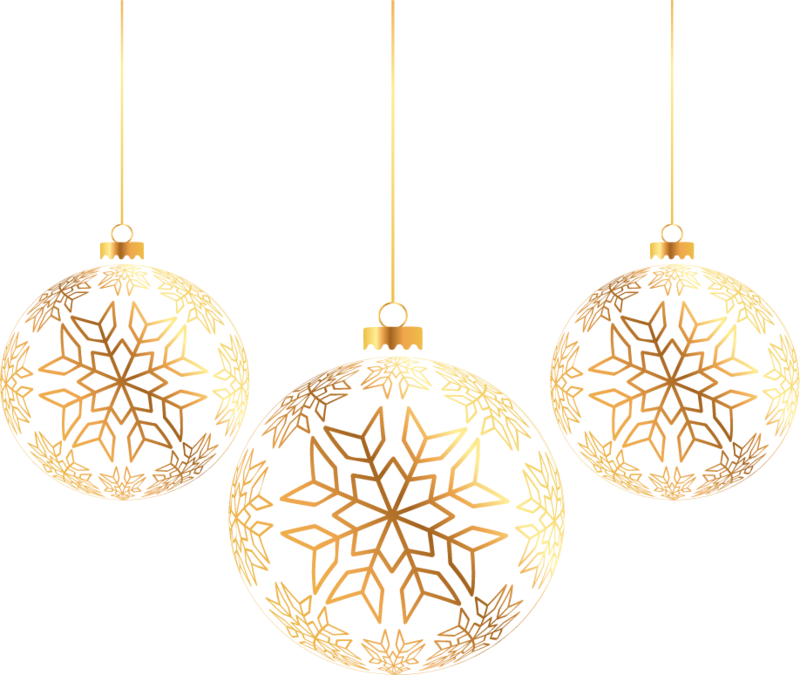 Golden Snowflake Christmas Ornaments PNG