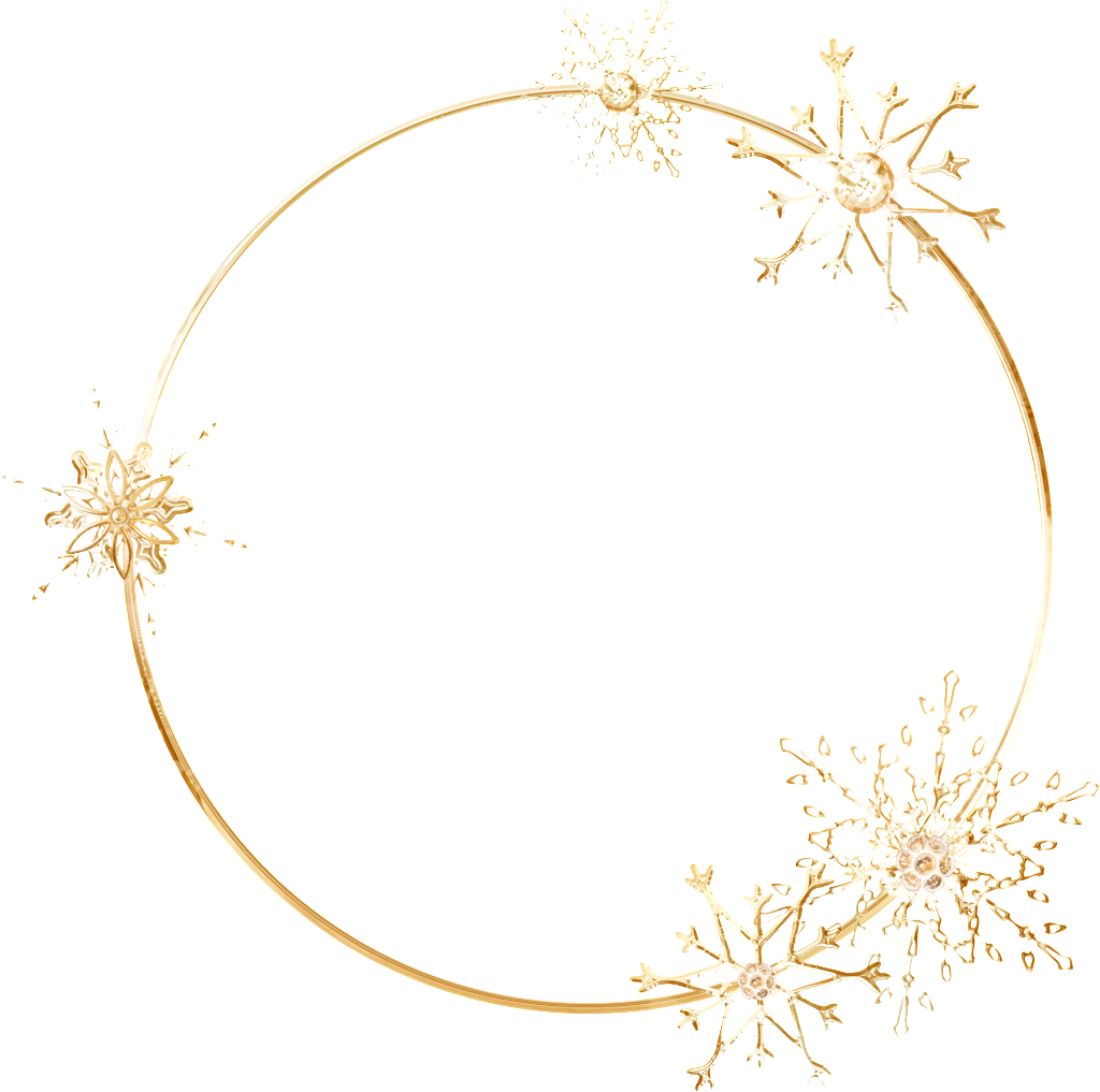 Golden Snowflake Circle Border PNG