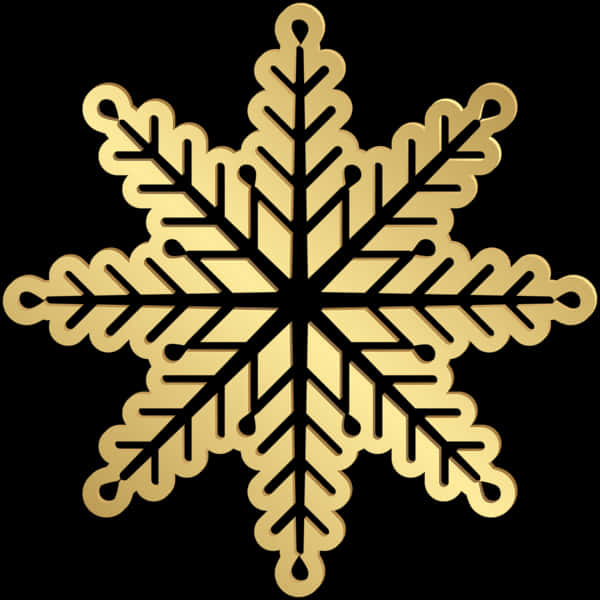 Golden Snowflake Design PNG