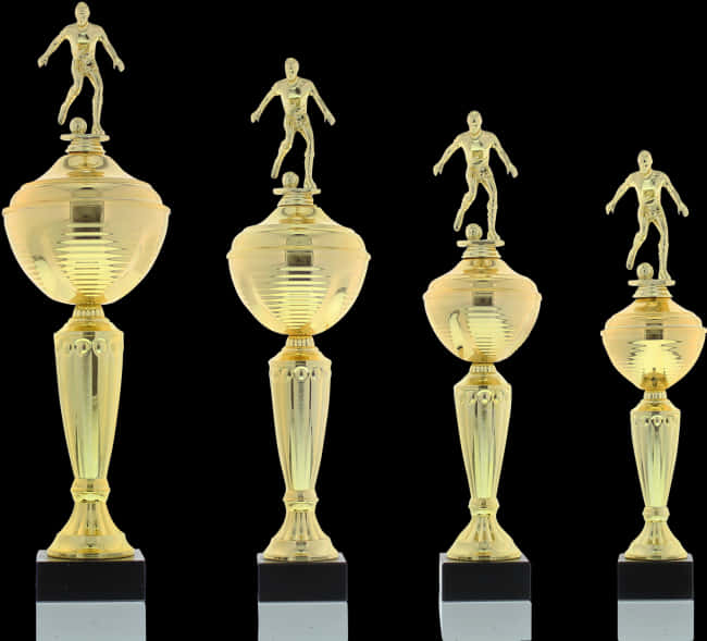 Golden Soccer Trophies PNG