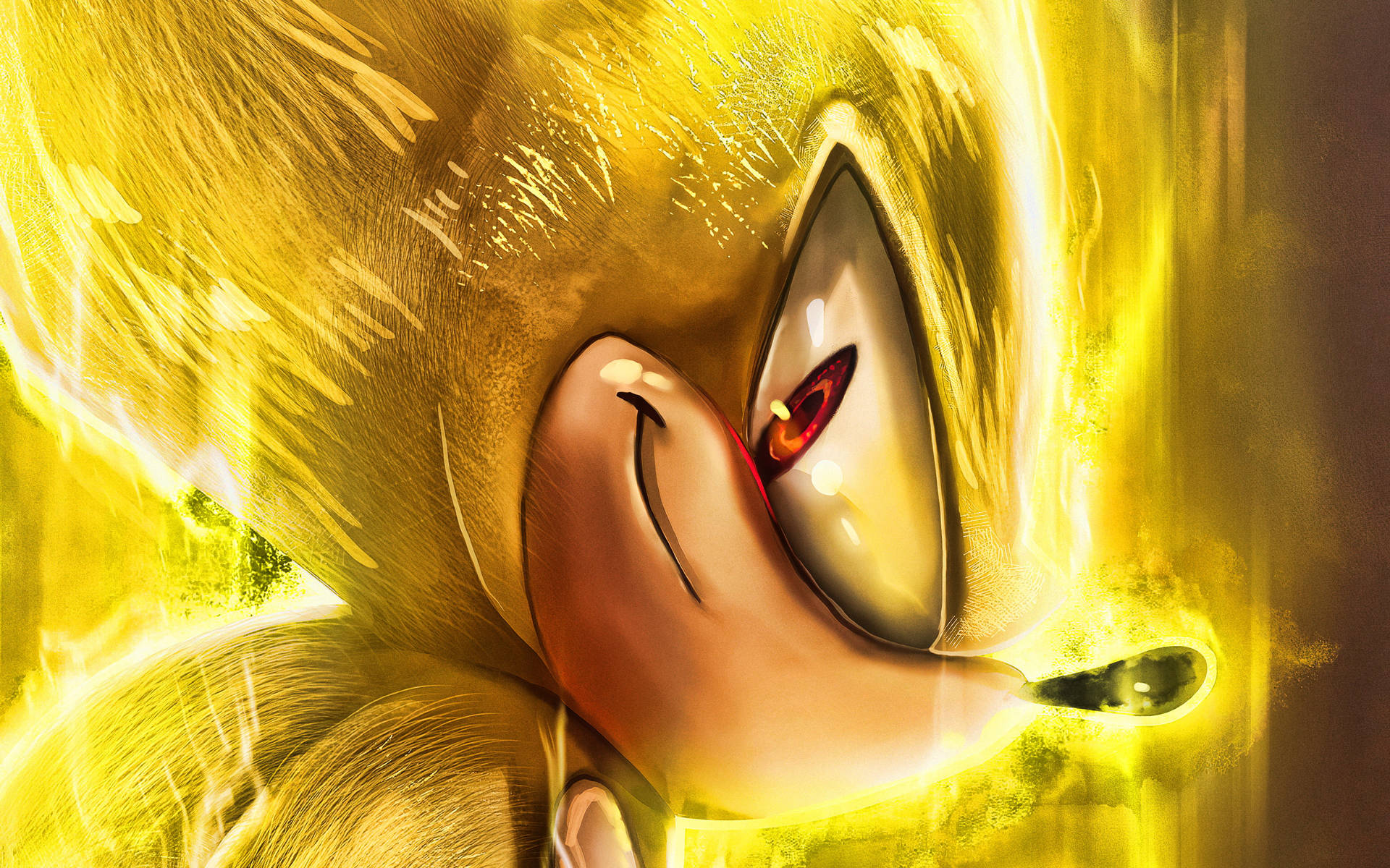 Titolosonic The Hedgehog Che Brilla In Oro Sfondo