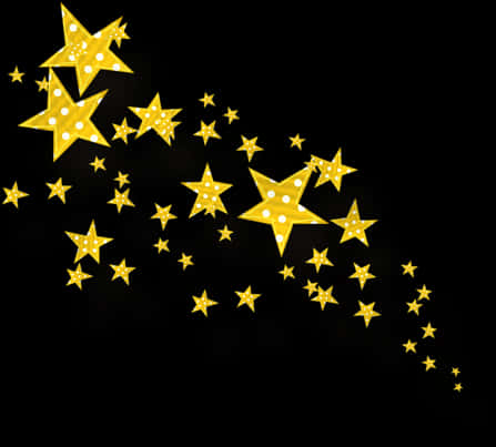Golden Sparkling Stars Black Background PNG