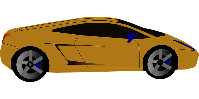 Golden Sports Car Illustration PNG