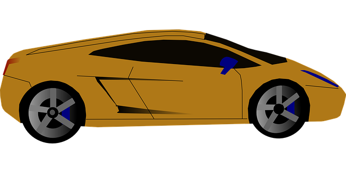 Golden Sports Car Vector Illustration PNG