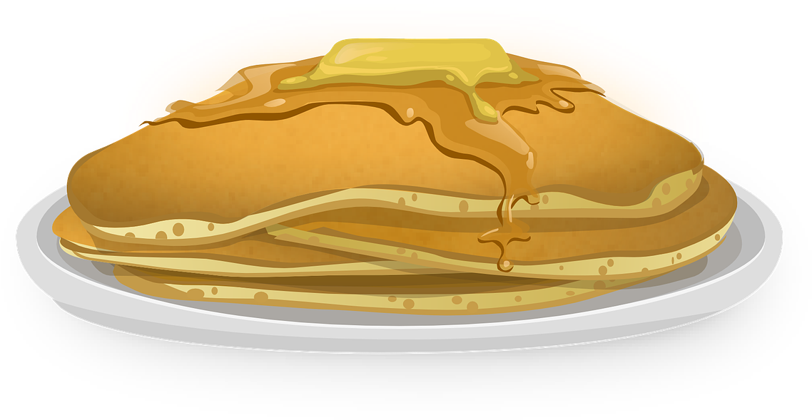 Golden Stacked Pancakeswith Butterand Syrup PNG