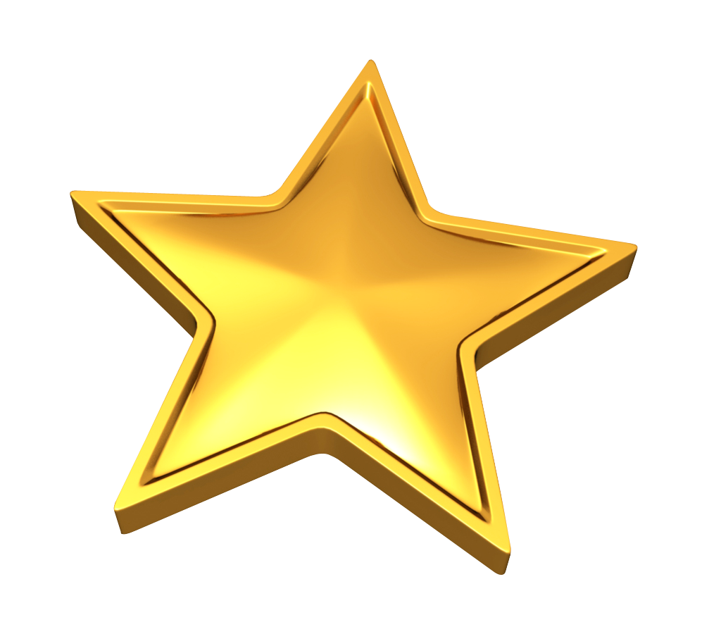 Golden Star Award3 D Render PNG