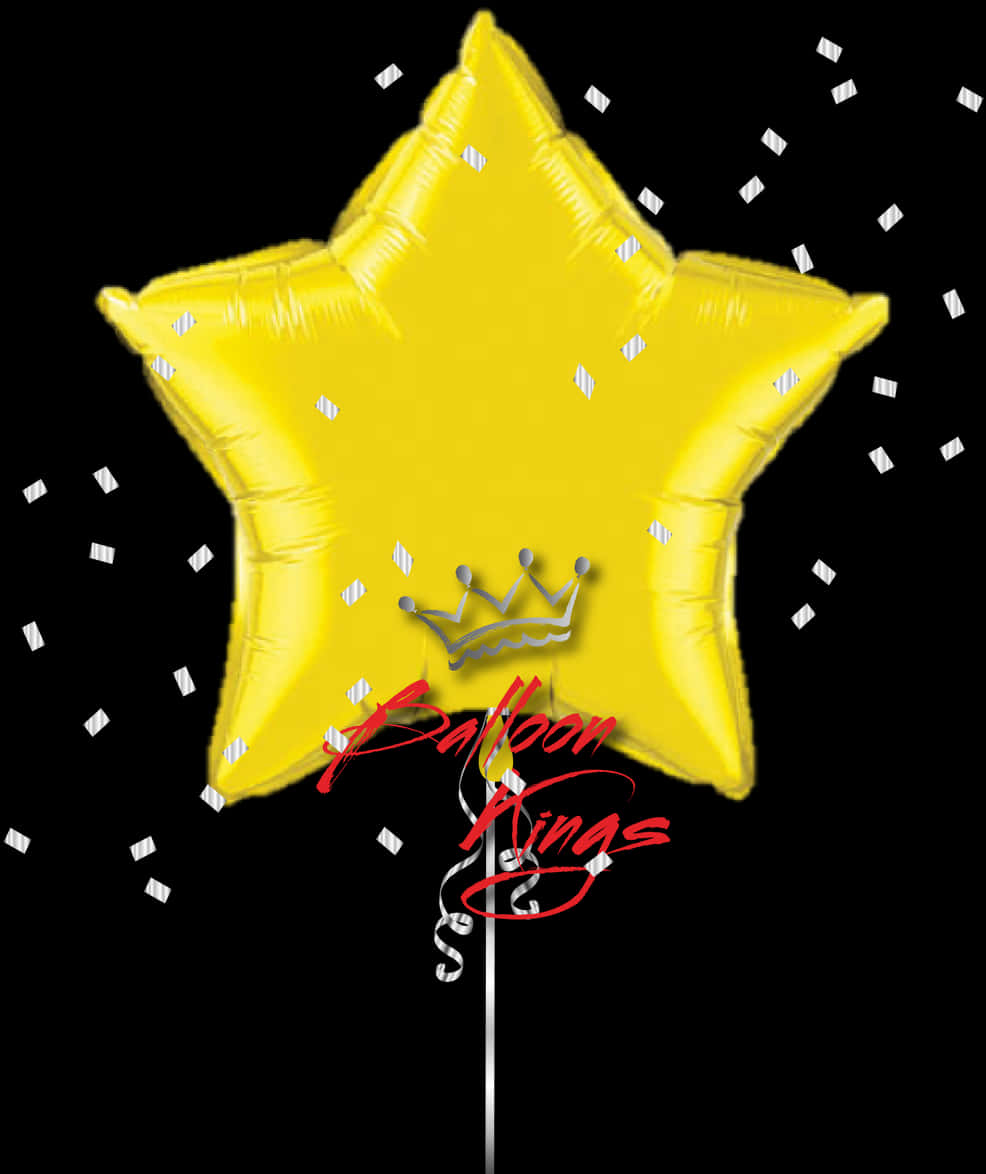 Golden Star Balloonwith Confetti PNG