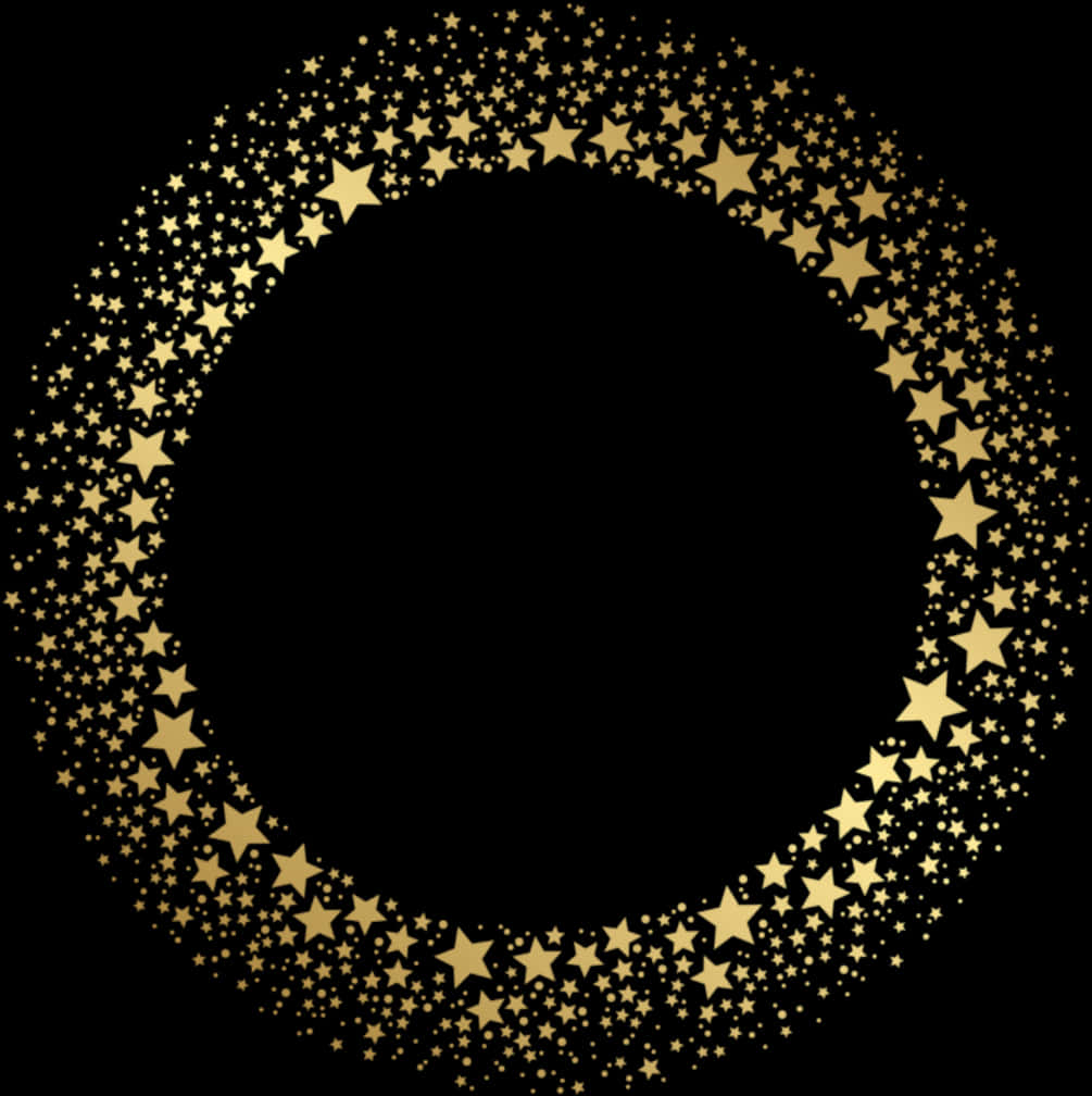 Golden Star Circle Frame PNG