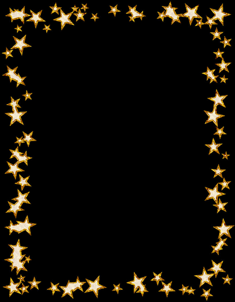 Golden Star Frame Black Background PNG