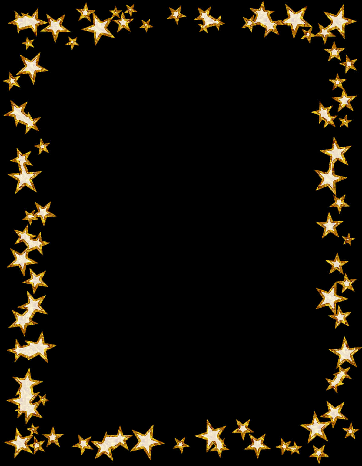 Golden Star Frame Design PNG