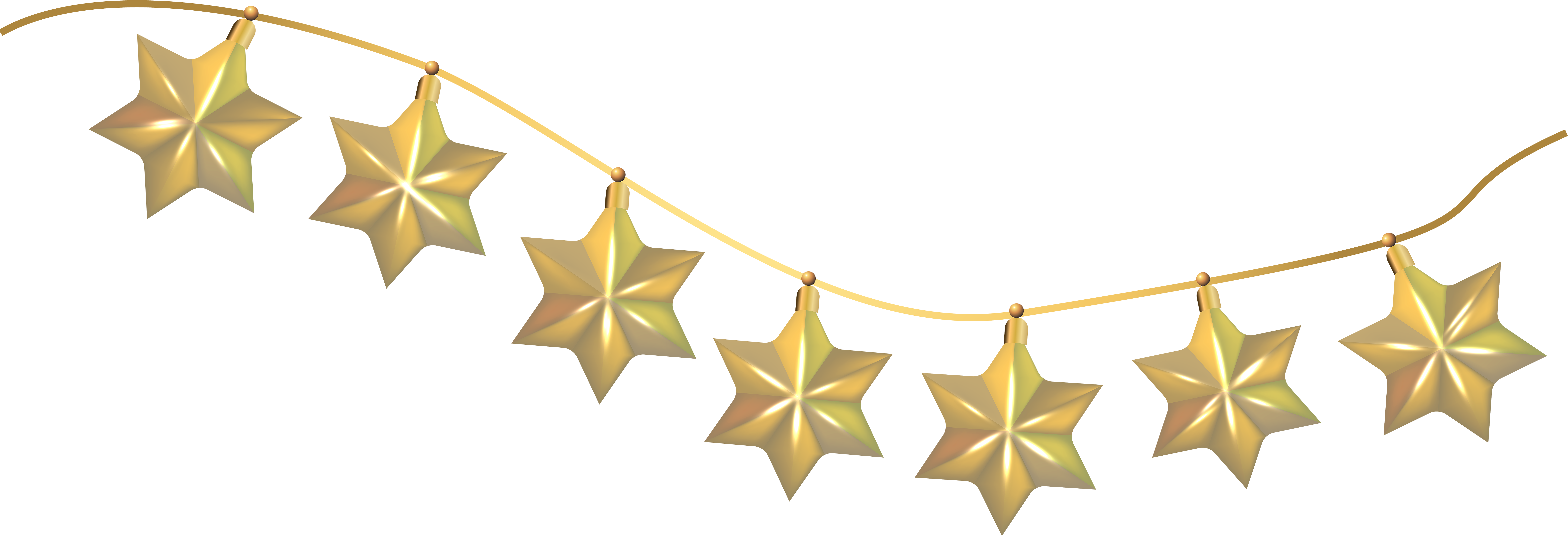 Golden Star Garland Decoration PNG