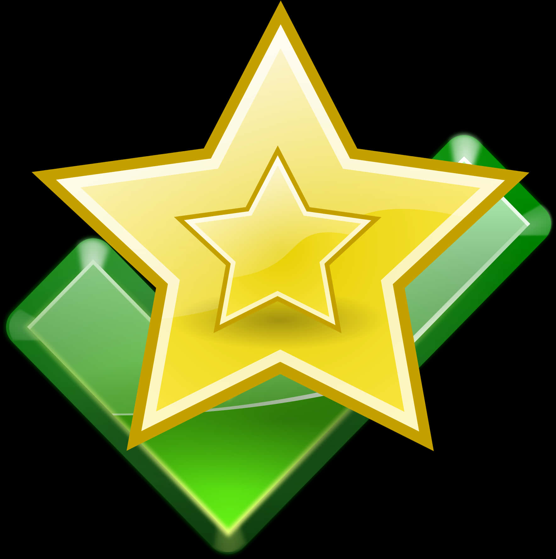 Golden Star Green Check Background PNG