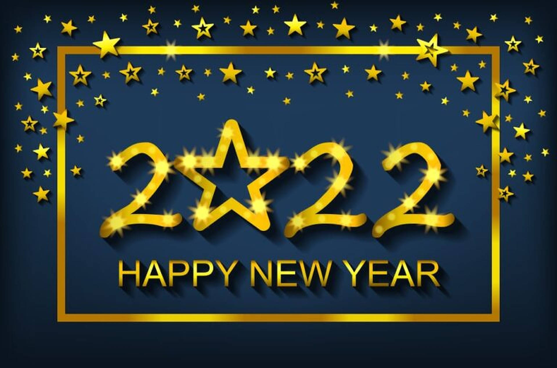 Golden Star Happy New Year 2022 Wallpaper