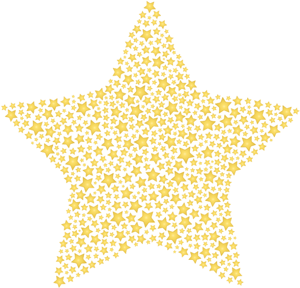 Golden Star Mosaic Pattern PNG