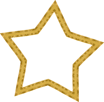 Golden Star Outline Black Background PNG