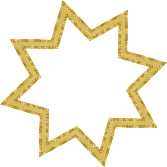 Golden Star Outline Black Background PNG