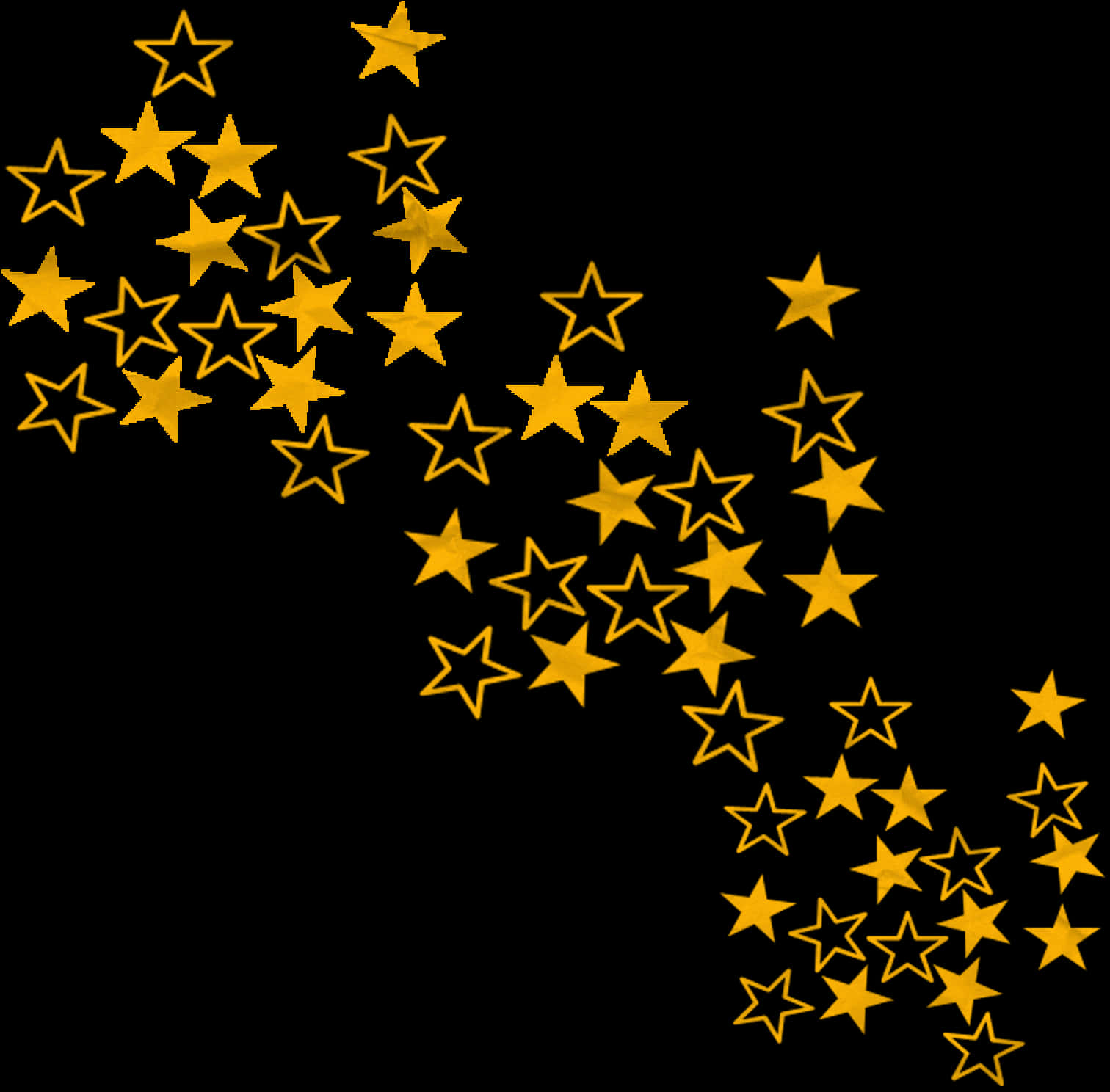 Golden Star Patternon Black Background PNG